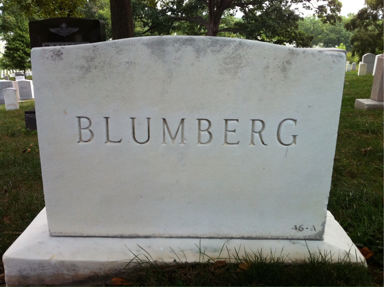 Back of headstone — Alfred Blumberg