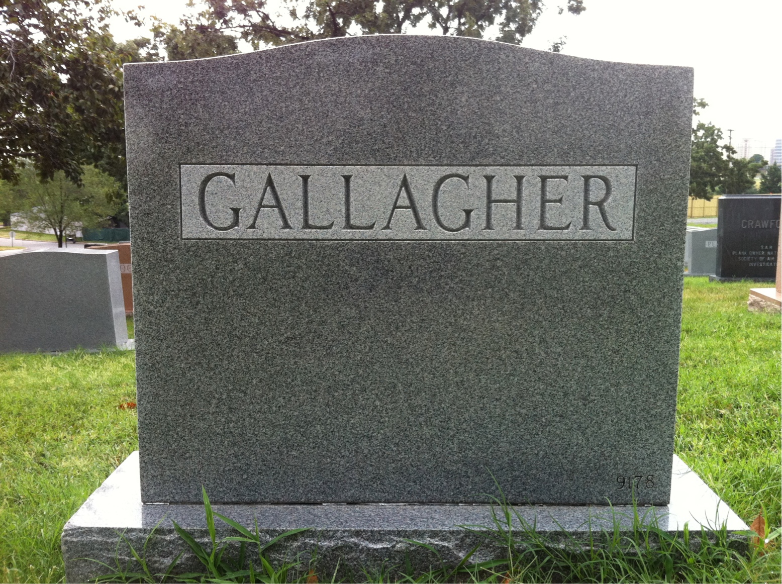 Back of headstone — Thomas Gallagher