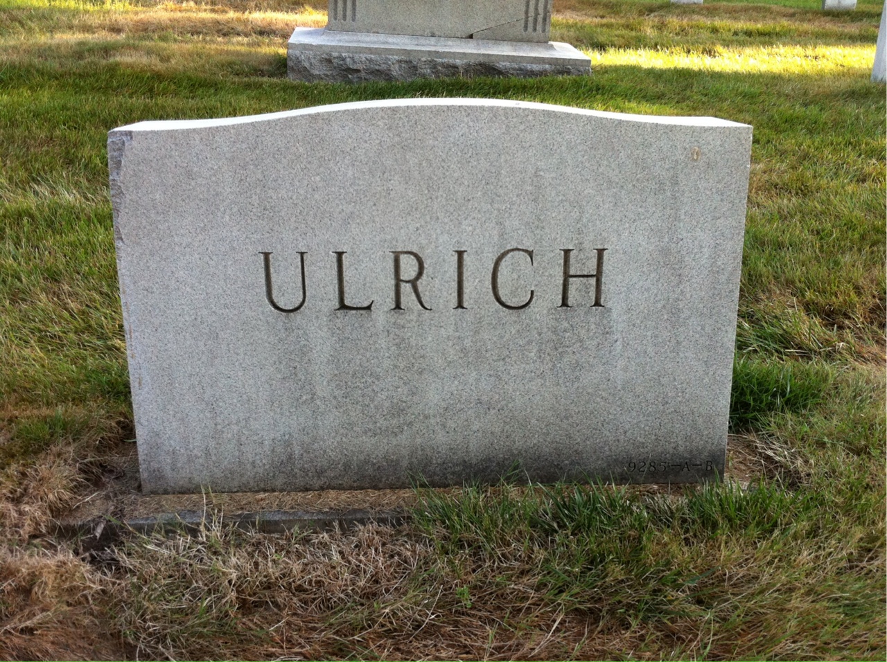 Back of headstone — Joseph Ulrich
