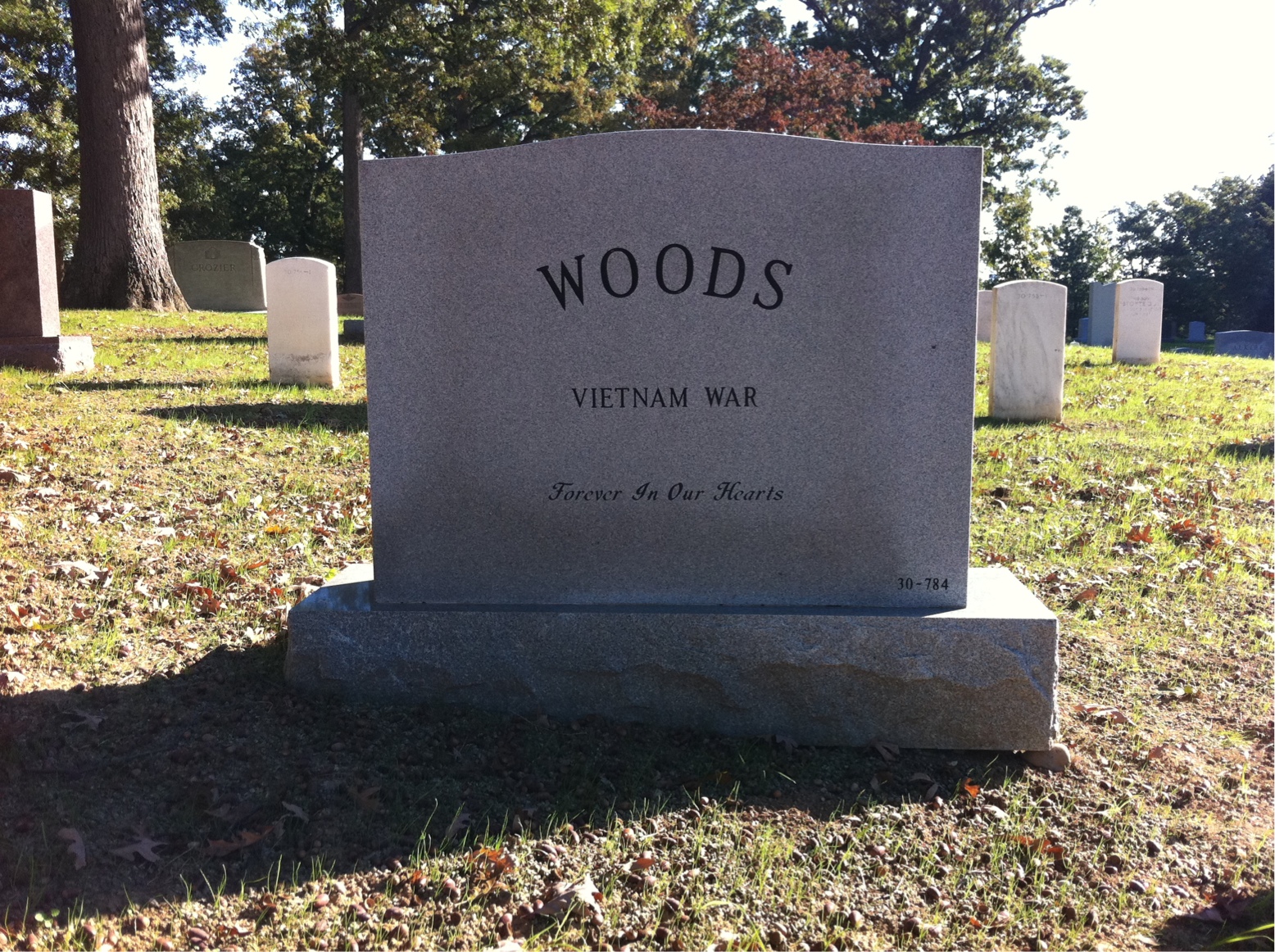 Back of headstone — Peter Woods
