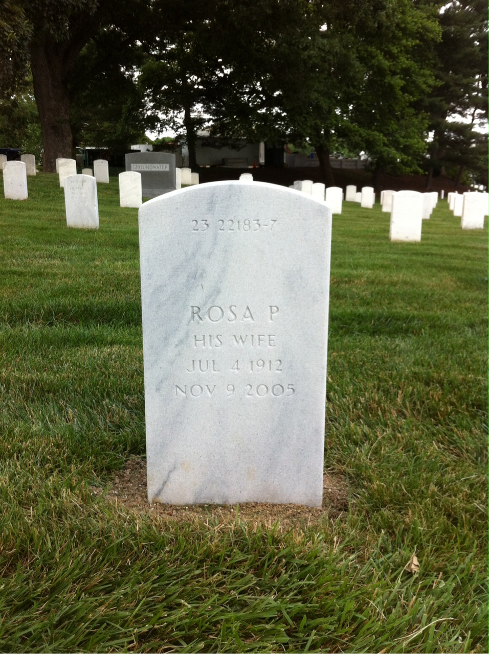 Back of headstone — Carroll Harris