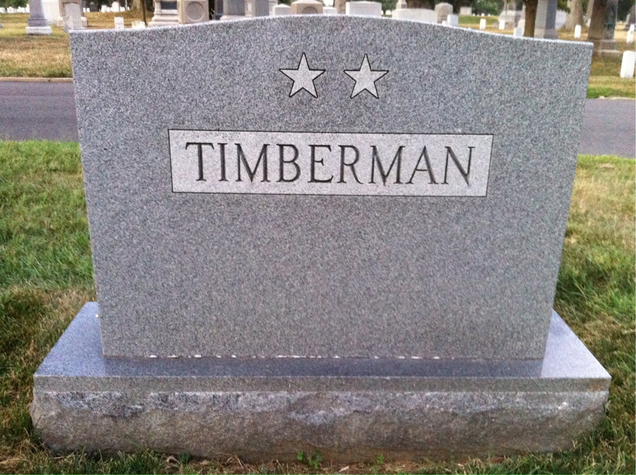 Back of headstone — Thomas S Timberman
