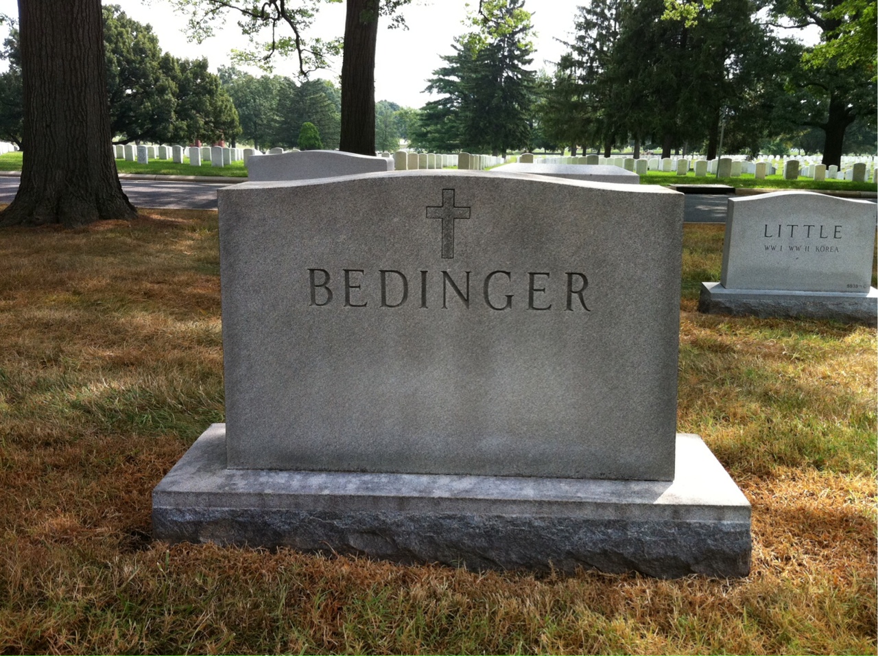 Back of headstone — Albert Bedinger