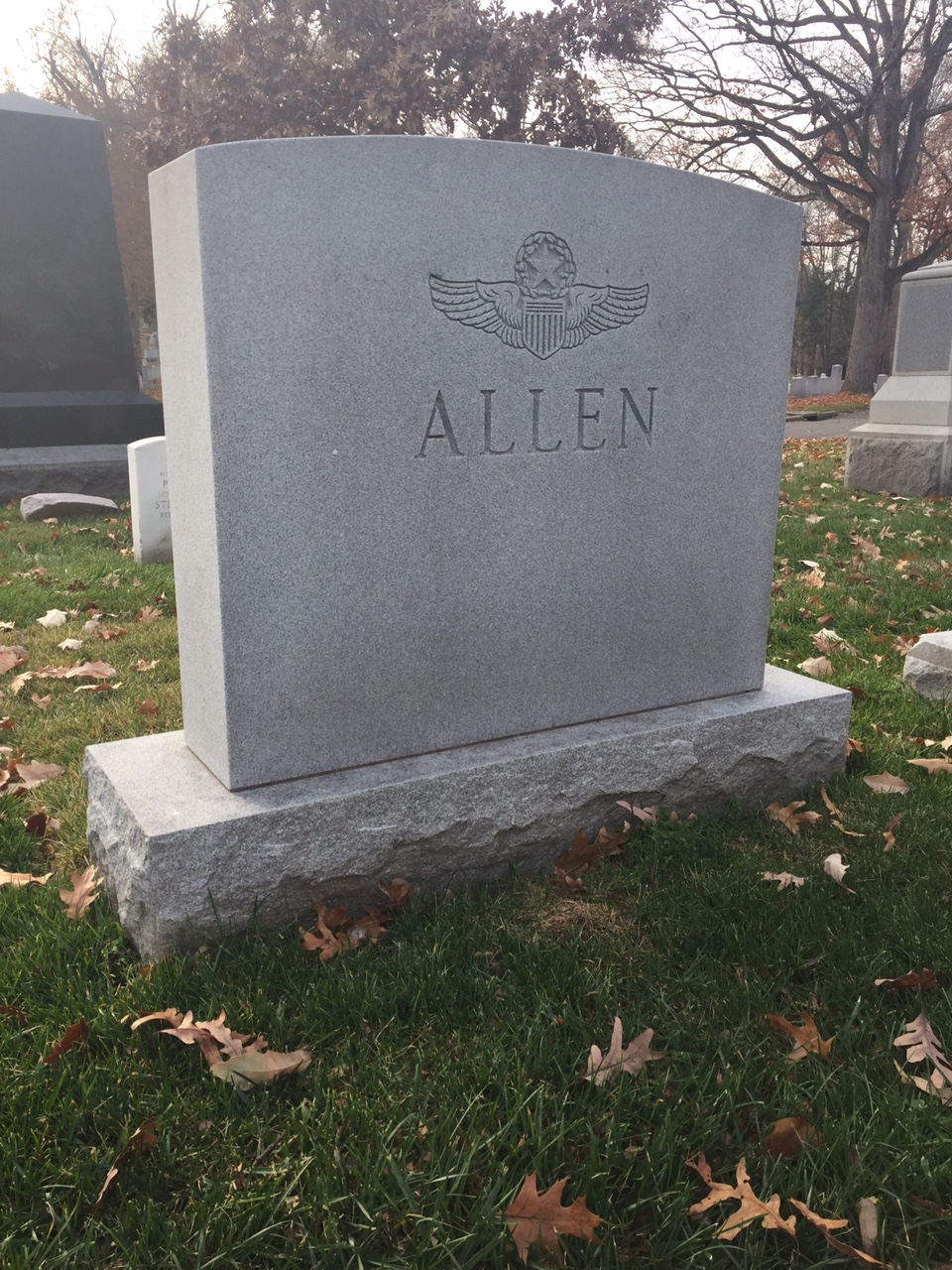 Back of headstone — Lew Allen
