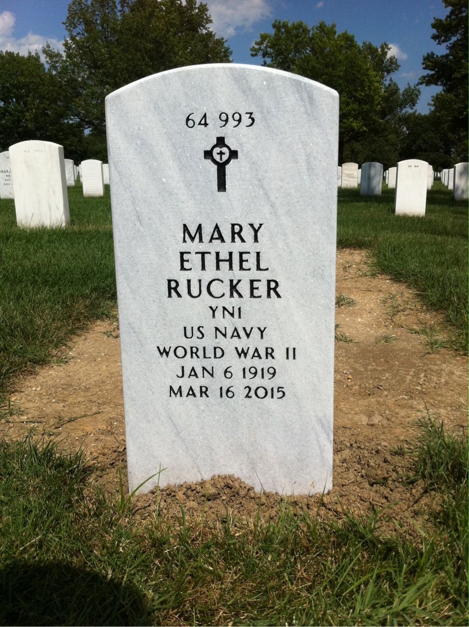 Back of headstone — Thomas J Rucker
