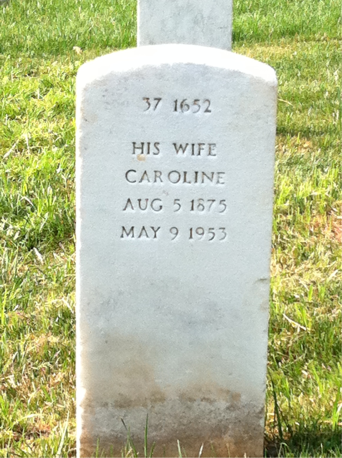 Back of headstone — Caroline Menauch