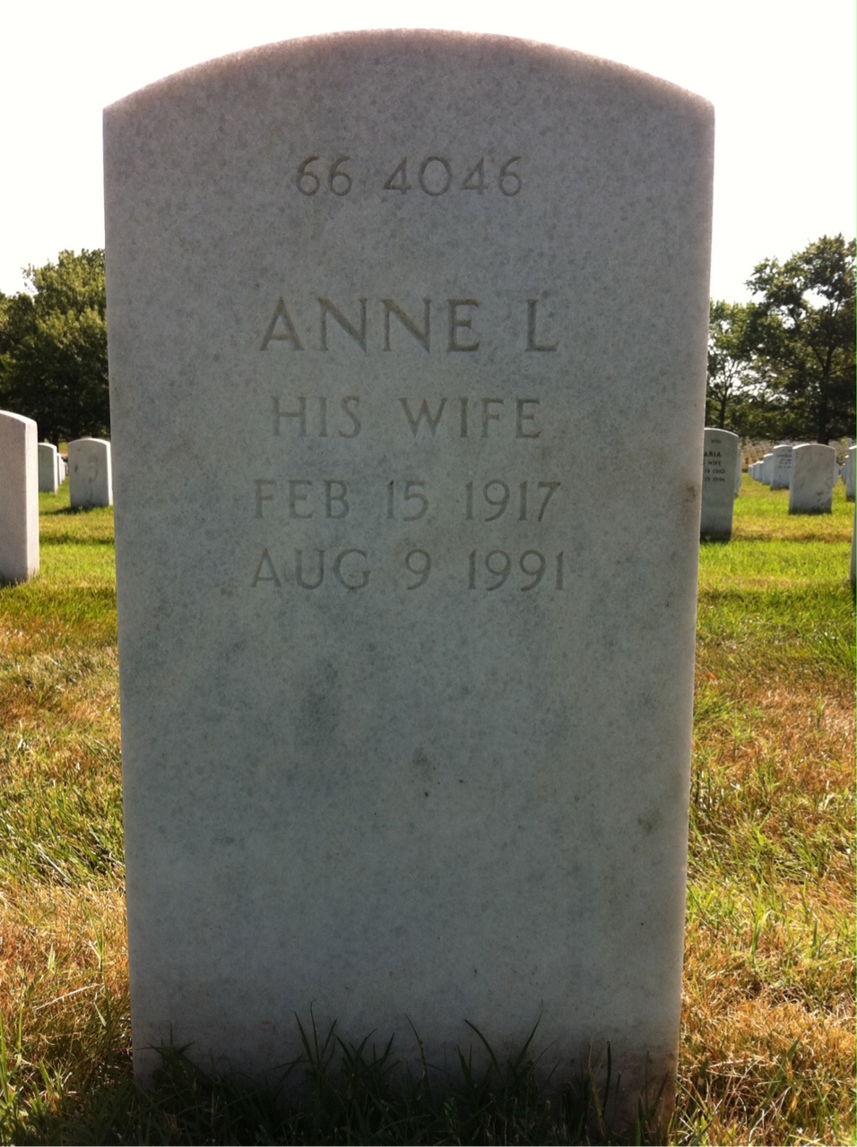 Back of headstone — Anne Middleton