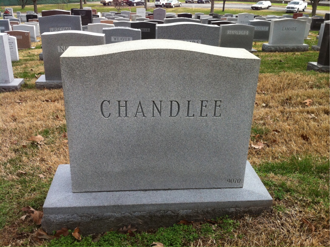 Back of headstone — Courtland Chandlee