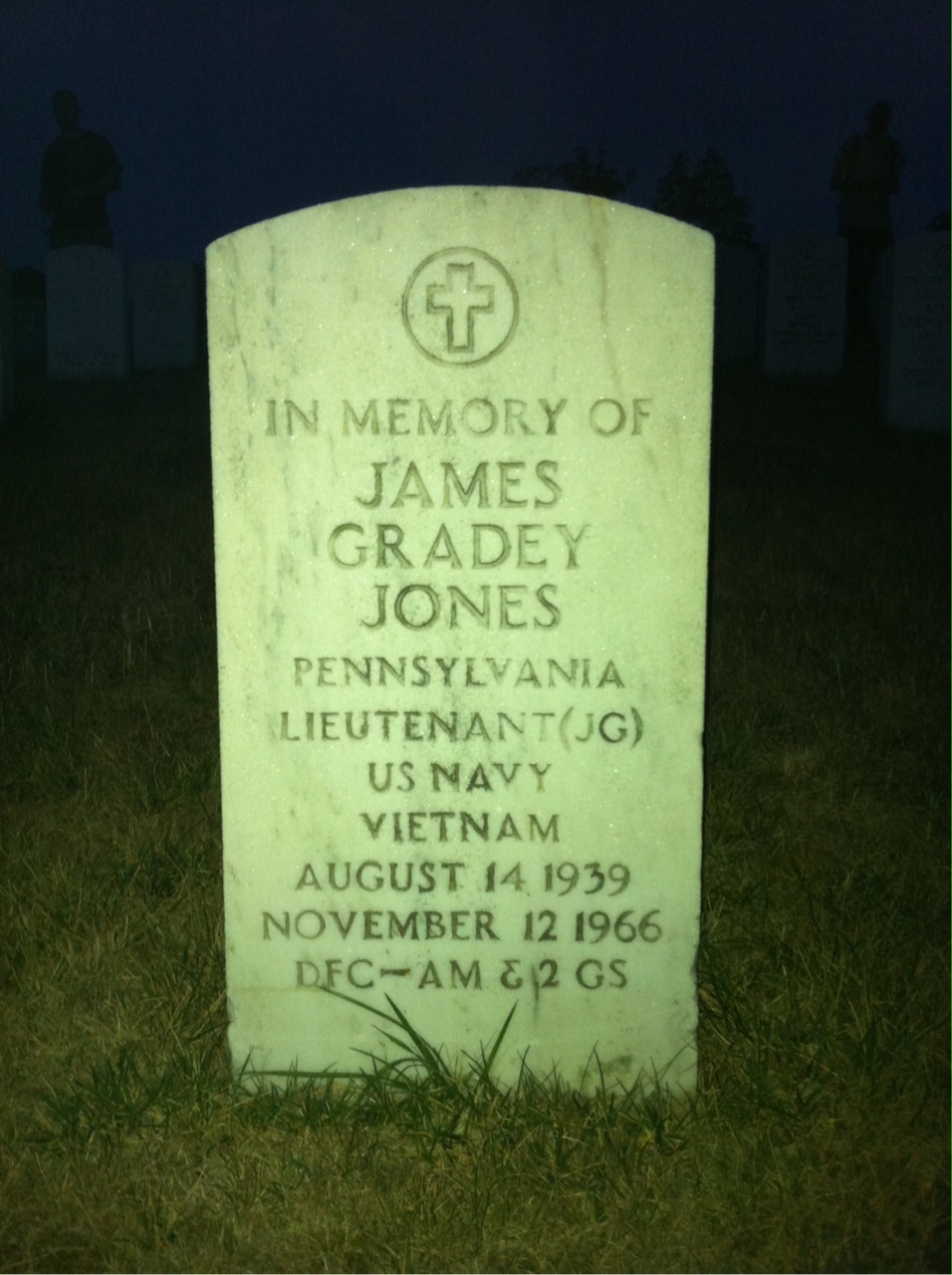 Back of headstone — James Gradey Jones