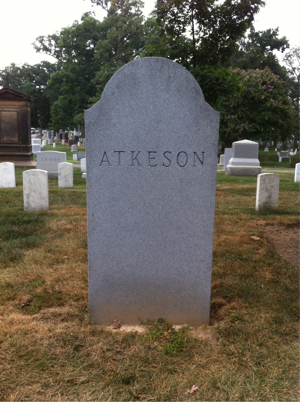 Back of headstone — Edward Atkeson