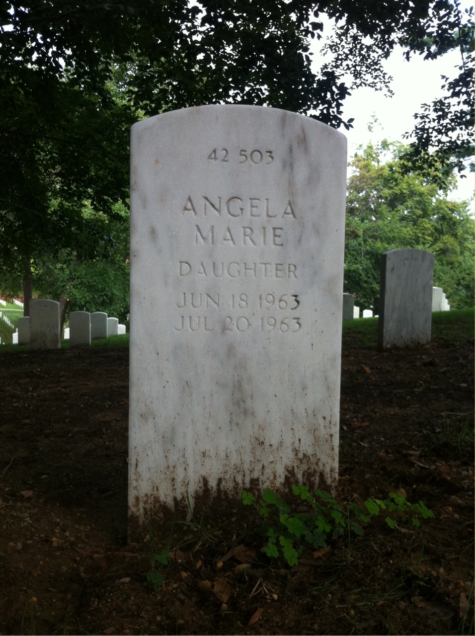 Back of headstone — Angela Minor