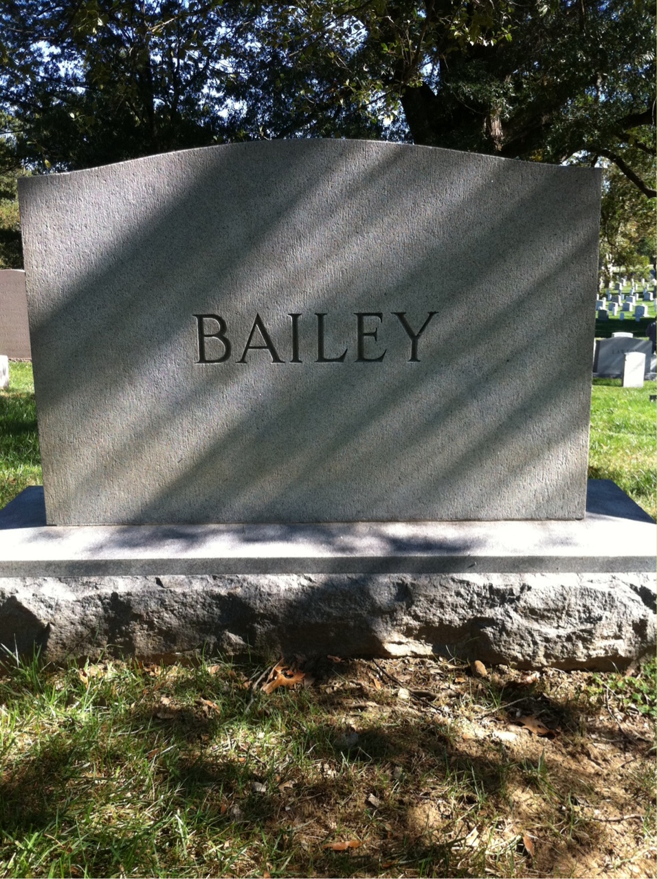 Back of headstone — Harry Bailey