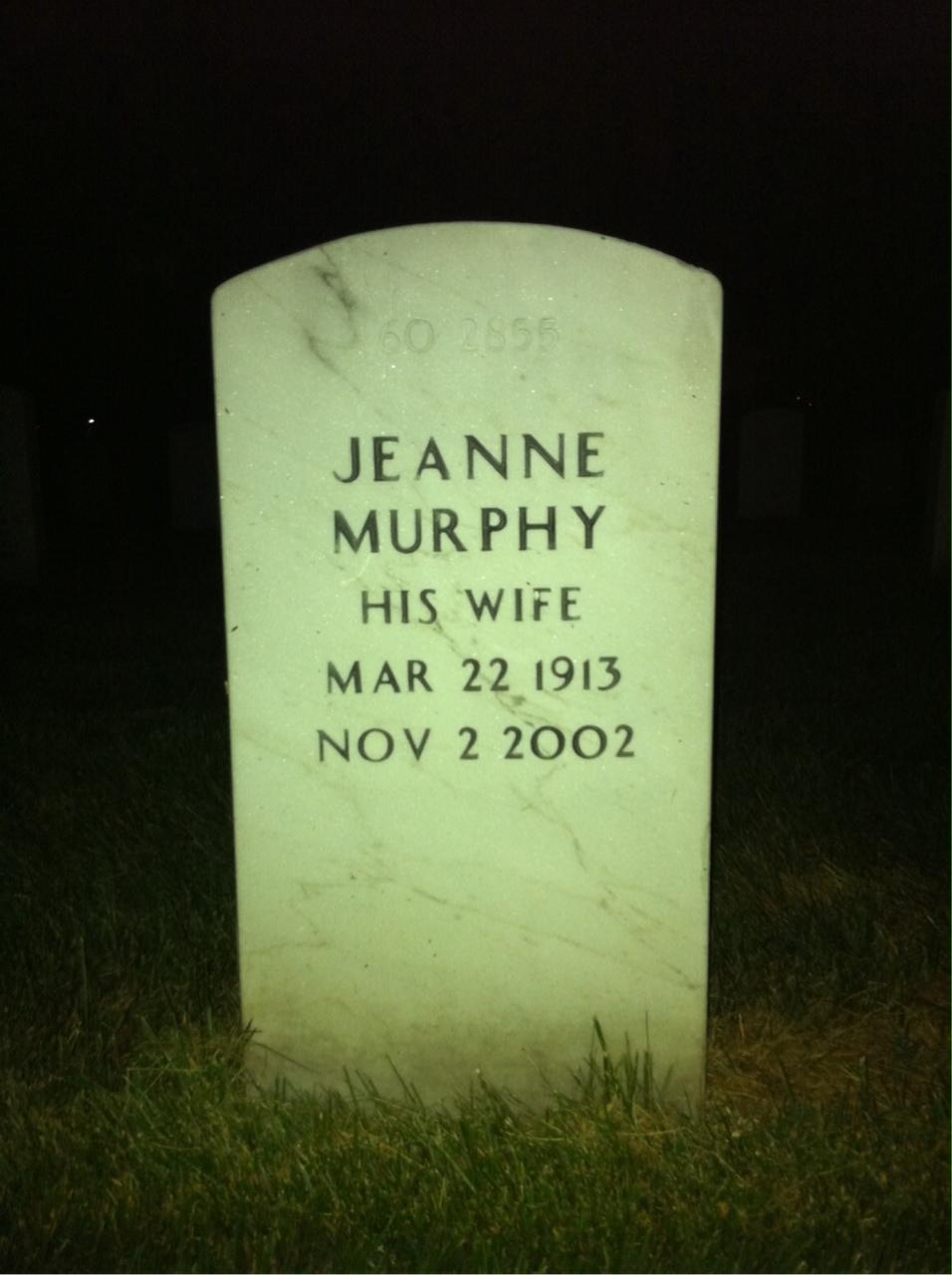 Back of headstone — Jeanne Minahan