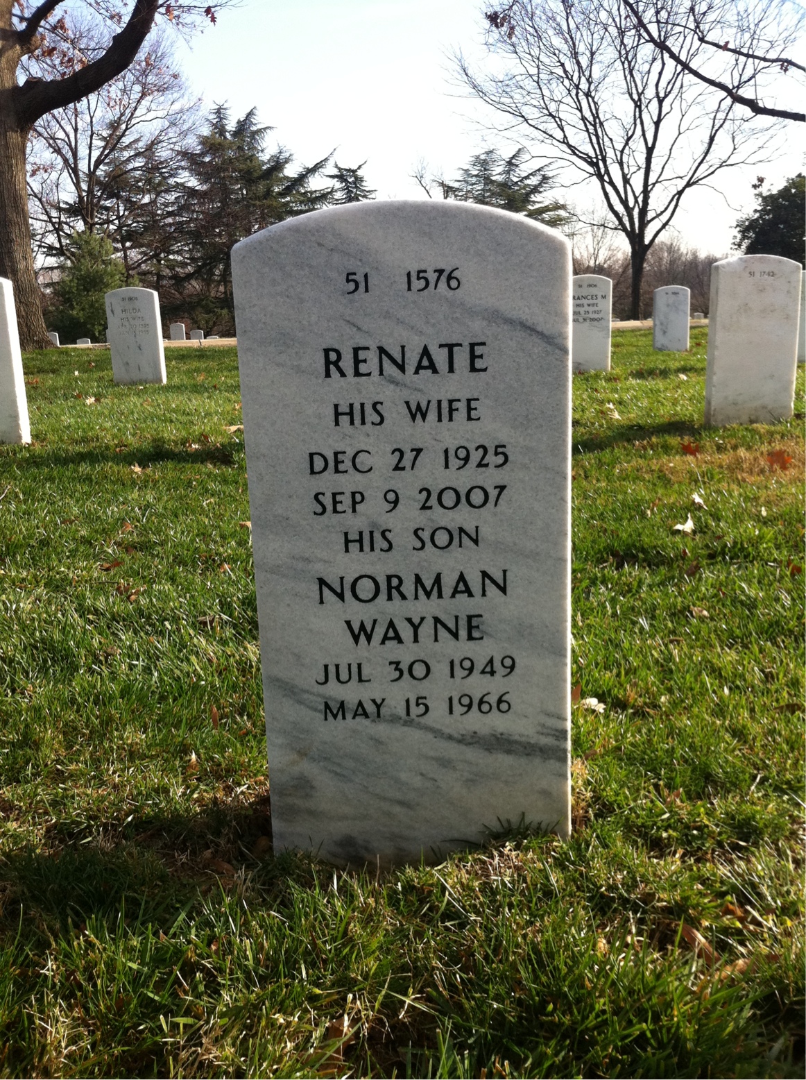 Back of headstone — Wayne Lake