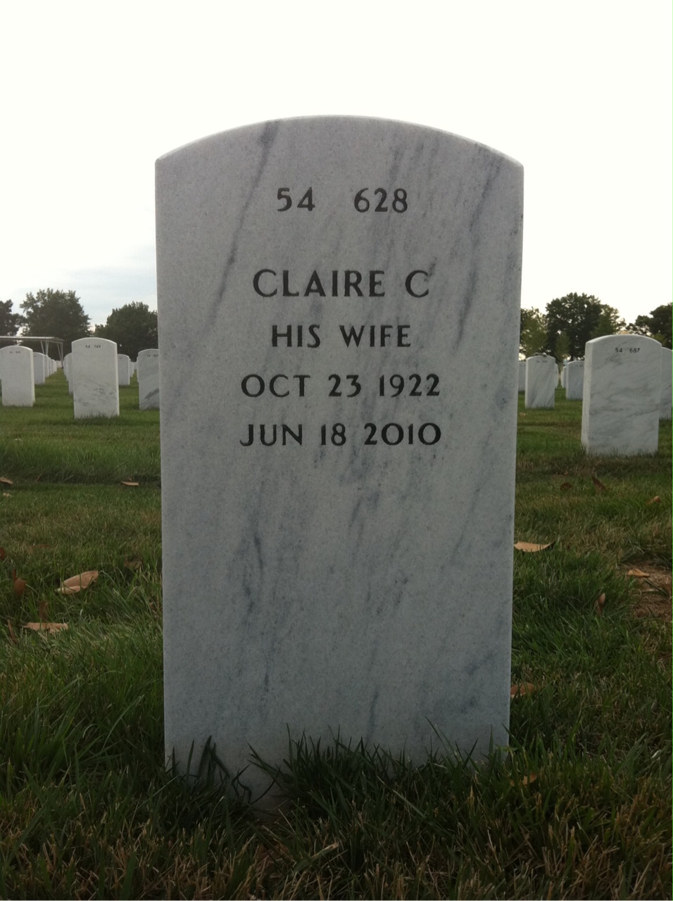 Back of headstone — Arthur Garlington