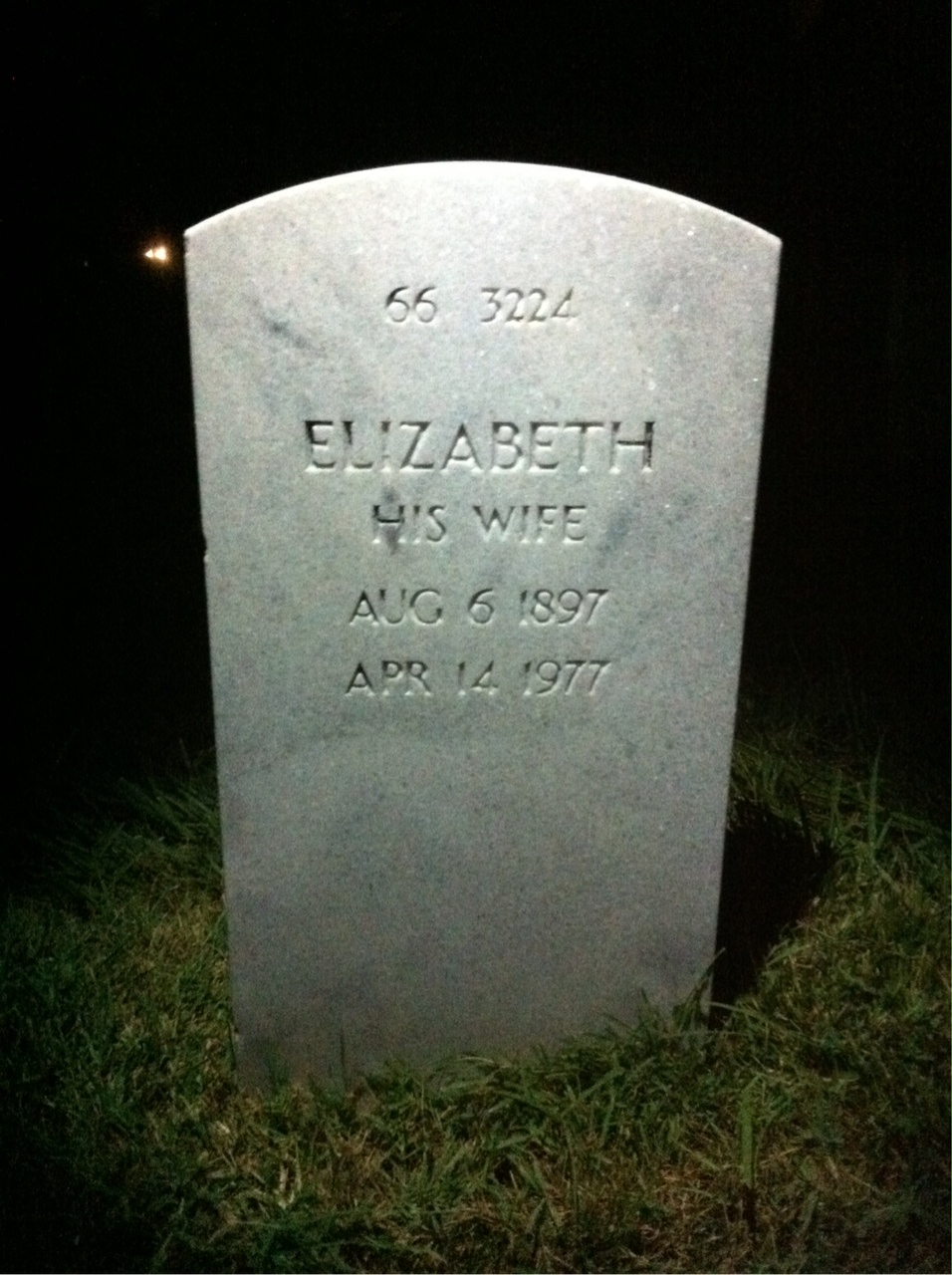 Back of headstone — Elizabeth Als