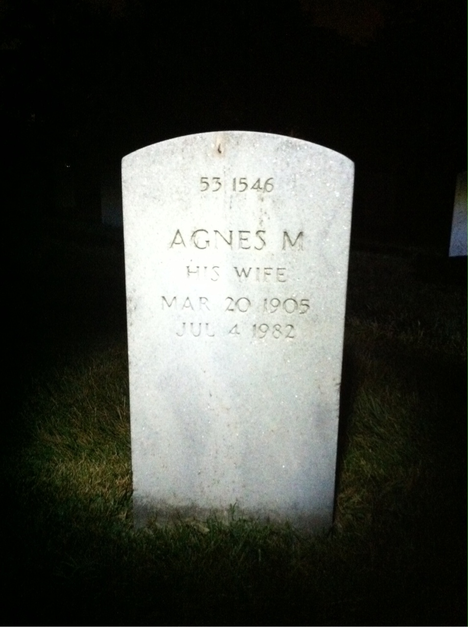 Back of headstone — William W Teece