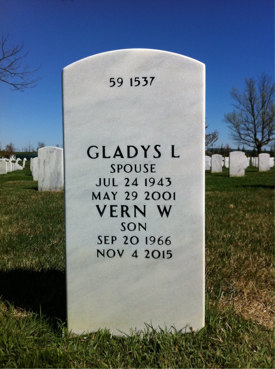 Back of headstone — Gladys Mcintosh