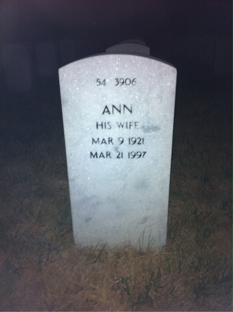 Back of headstone — Ann Mitchell