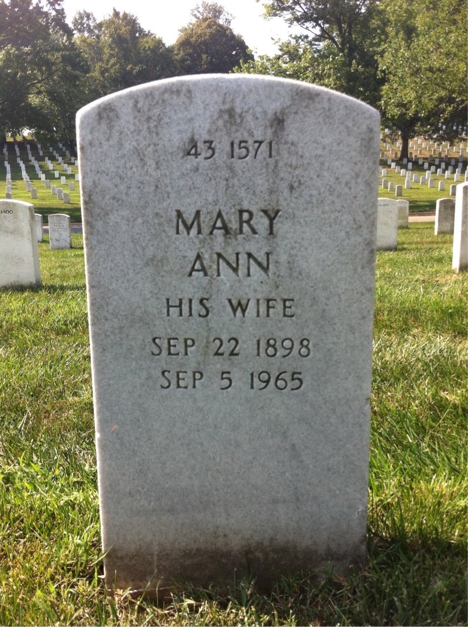 Back of headstone — Mary Mills