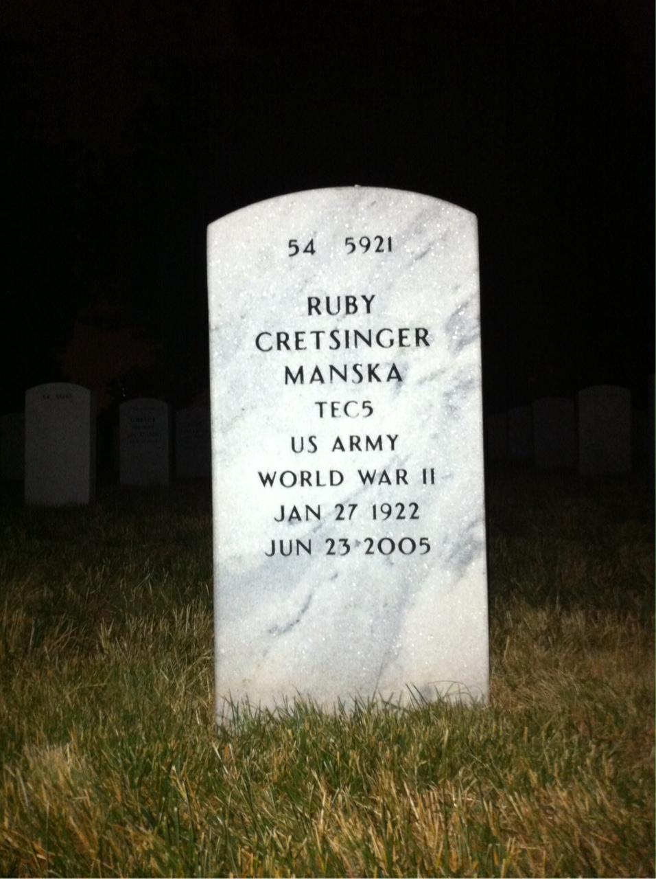 Back of headstone — Jack Manska