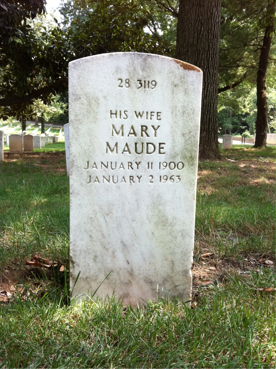 Back of headstone — David Morton