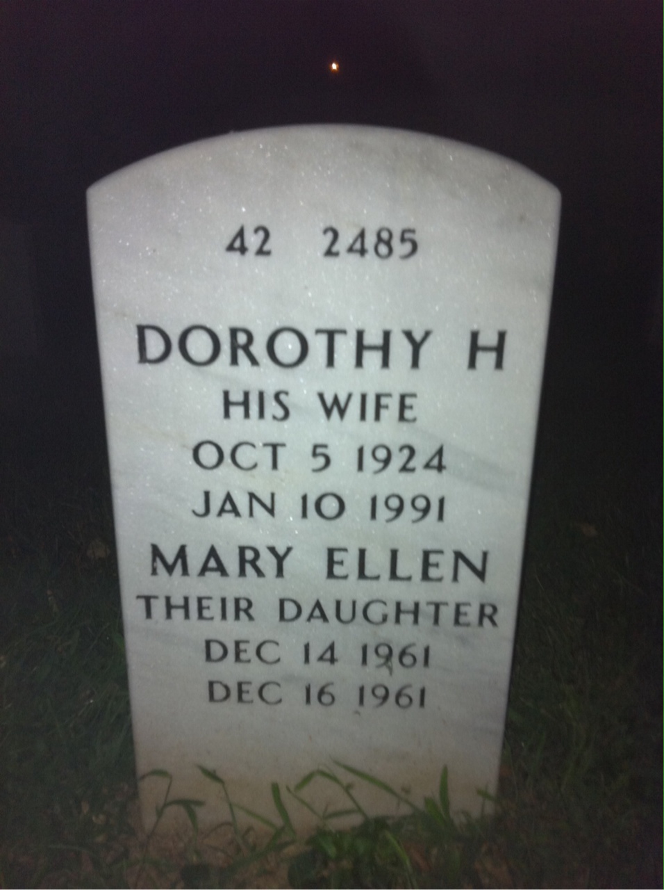 Back of headstone — Albert Ryan