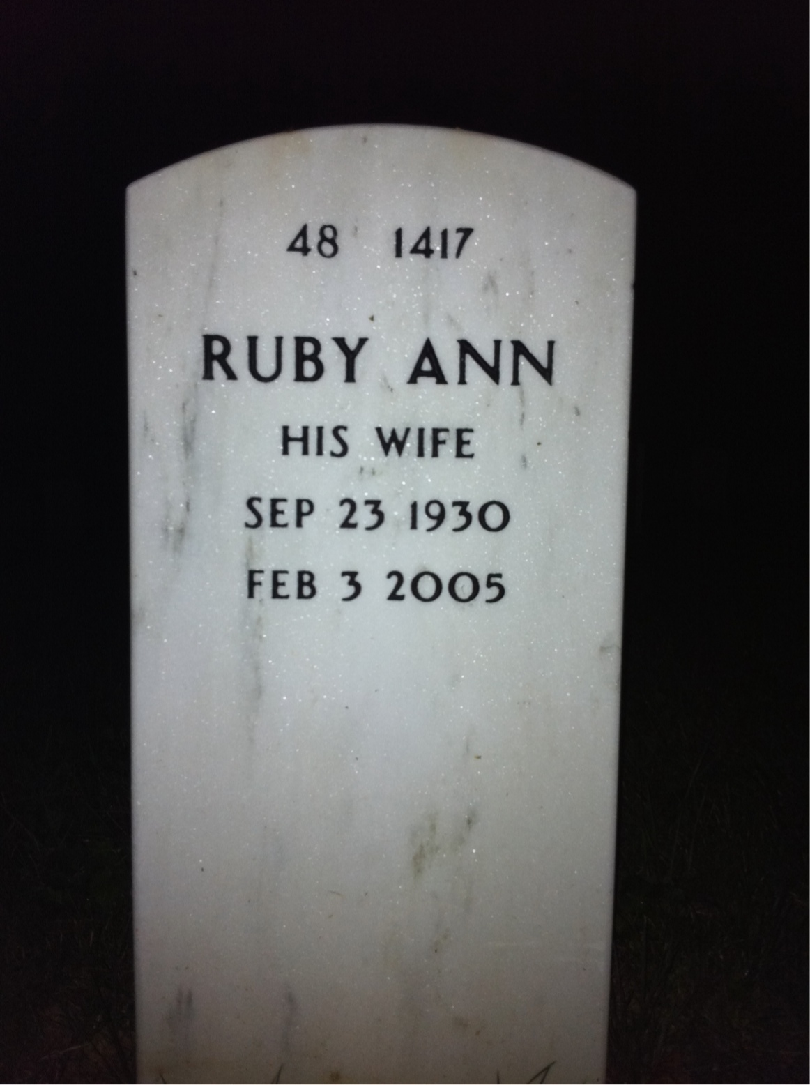 Back of headstone — Roy Couch