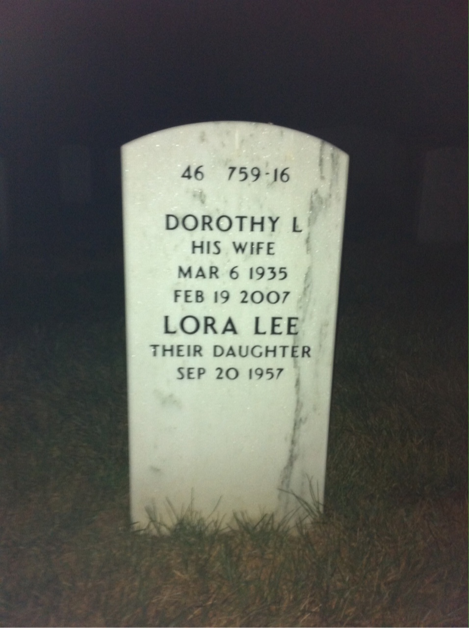 Back of headstone — Charles Eng