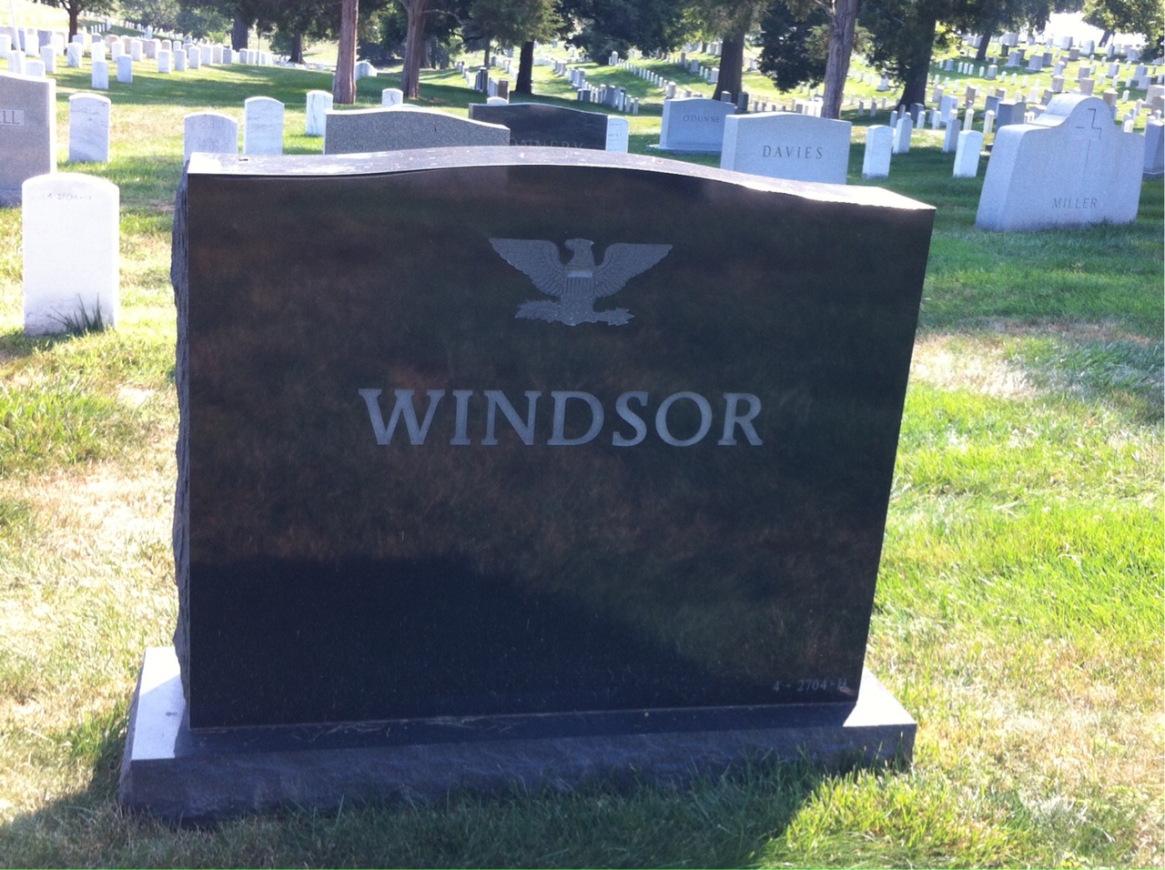 Back of headstone — John Windsor
