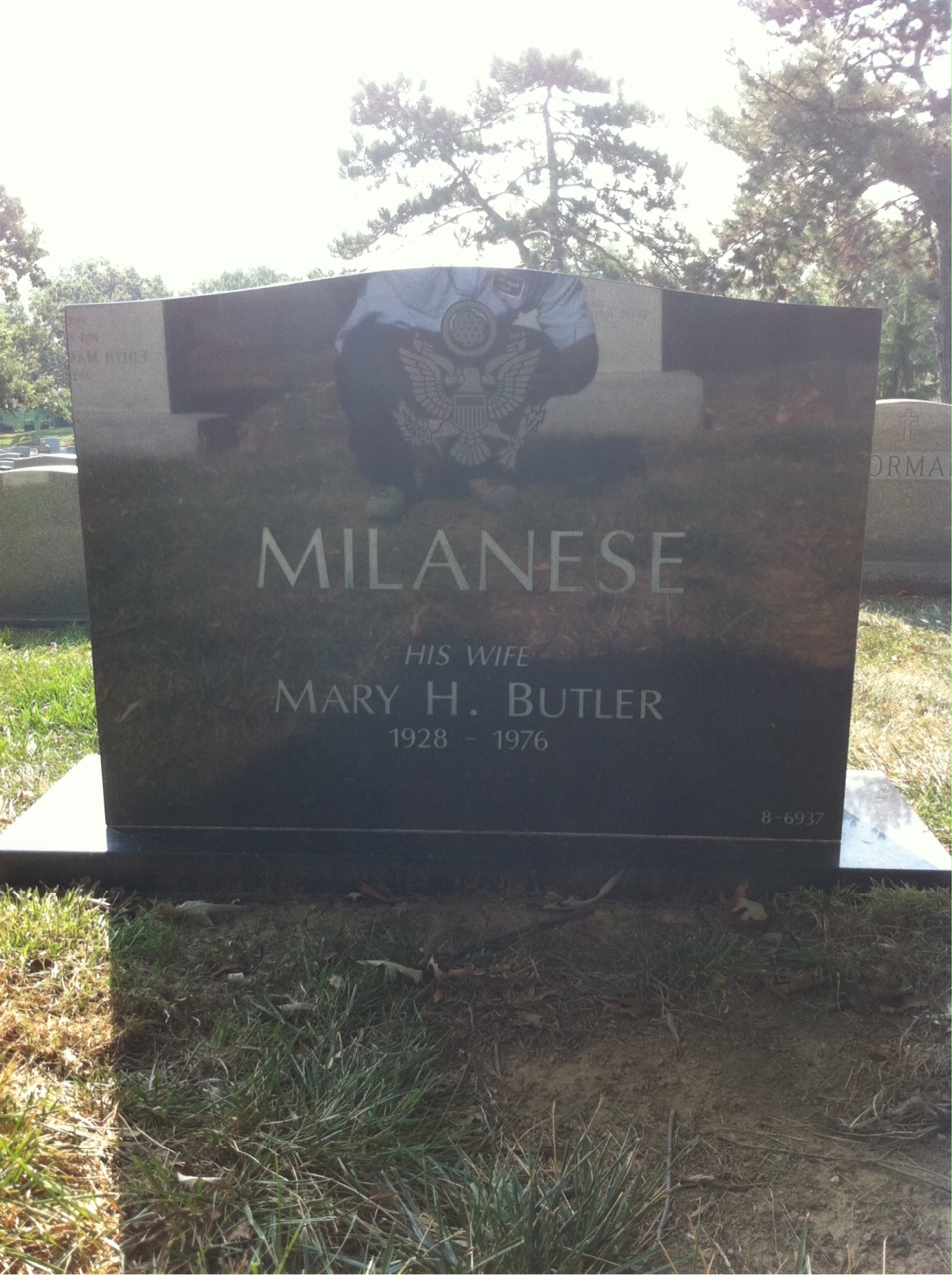 Back of headstone — Hugh Milanese
