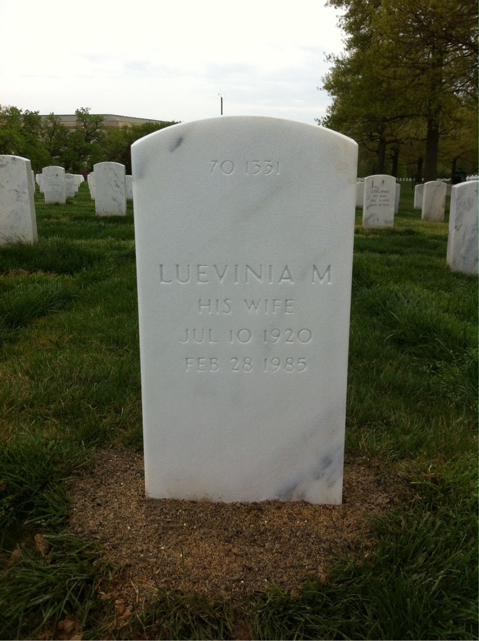 Back of headstone — William Alexander