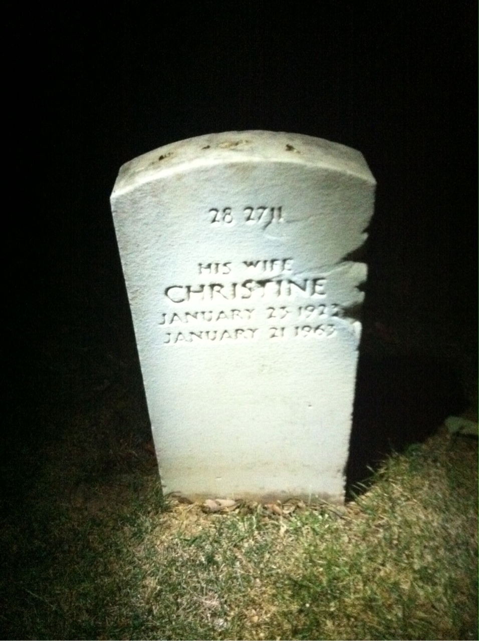 Back of headstone — William H Tyler