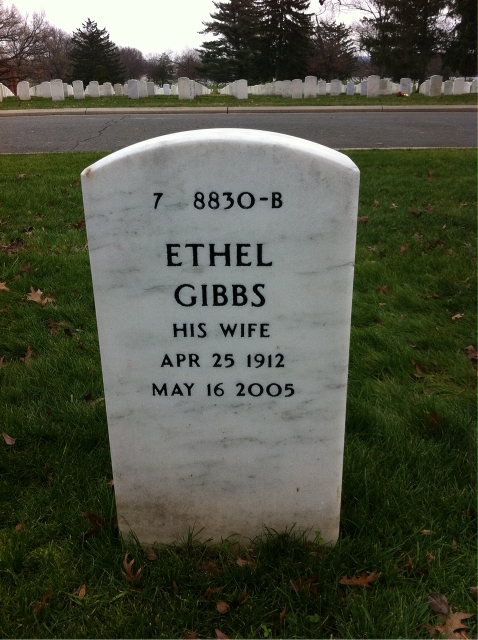 Back of headstone — Arthur Kinsman