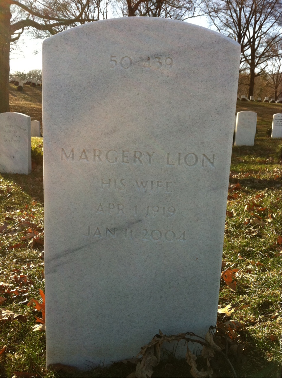 Back of headstone — Maurice Parker