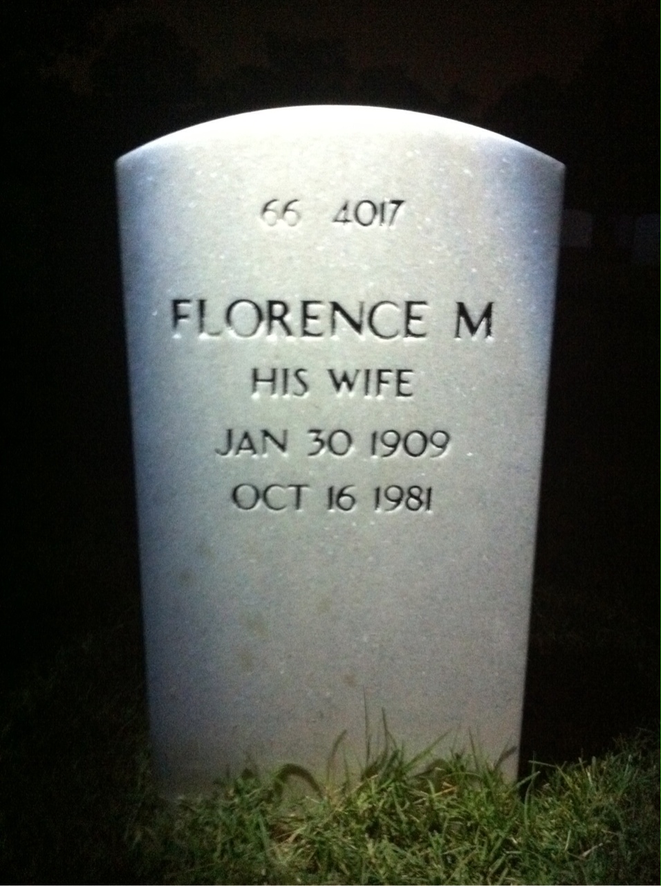Back of headstone — Arthur J Bazinet