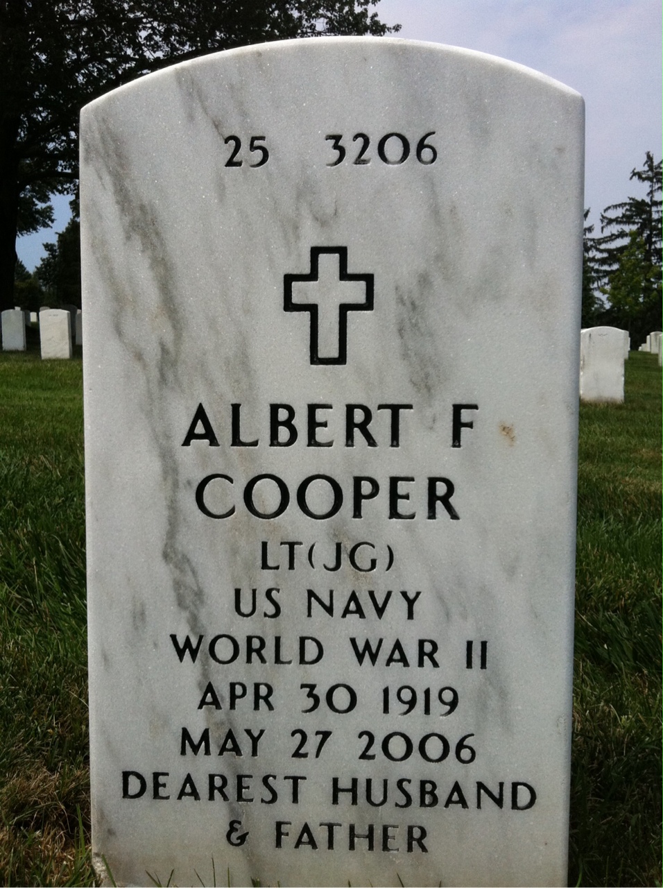 Back of headstone — Albert Cooper