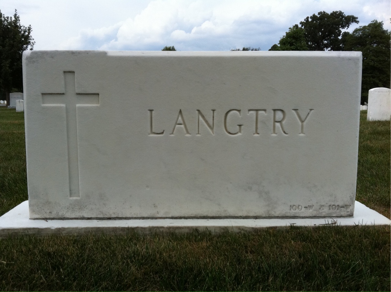 Back of headstone — James Langtry