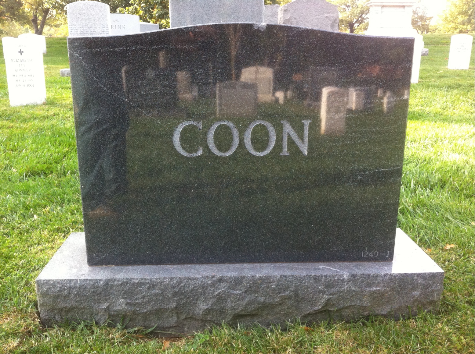 Back of headstone — Morris Coon