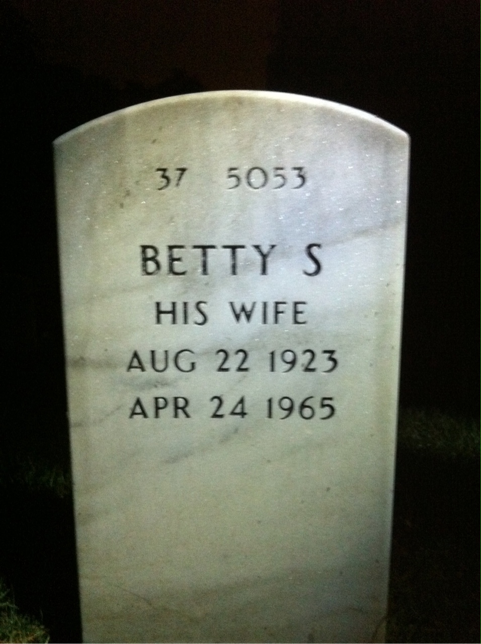 Back of headstone — Harold Downs