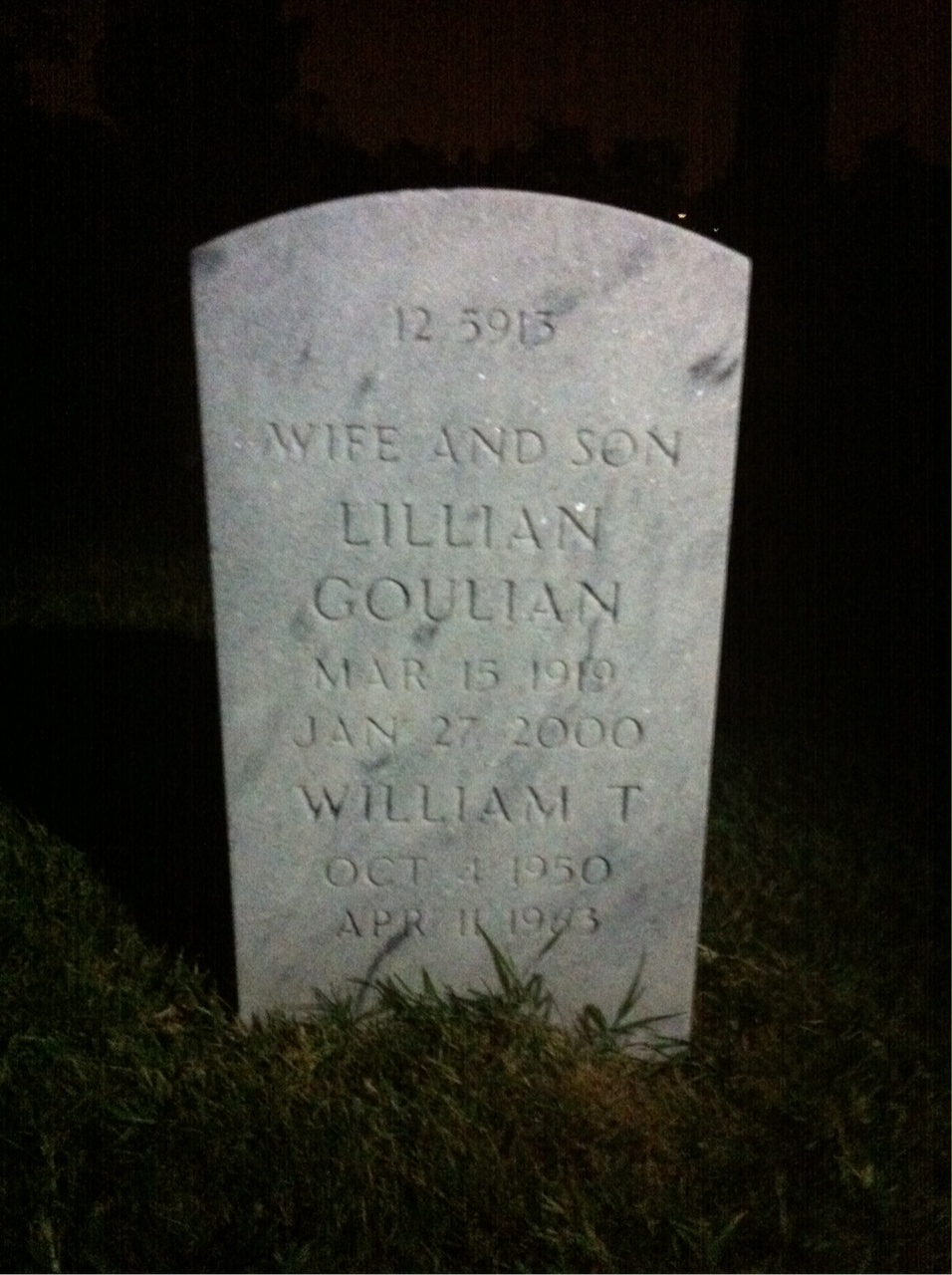 Back of headstone — William E Neuberger