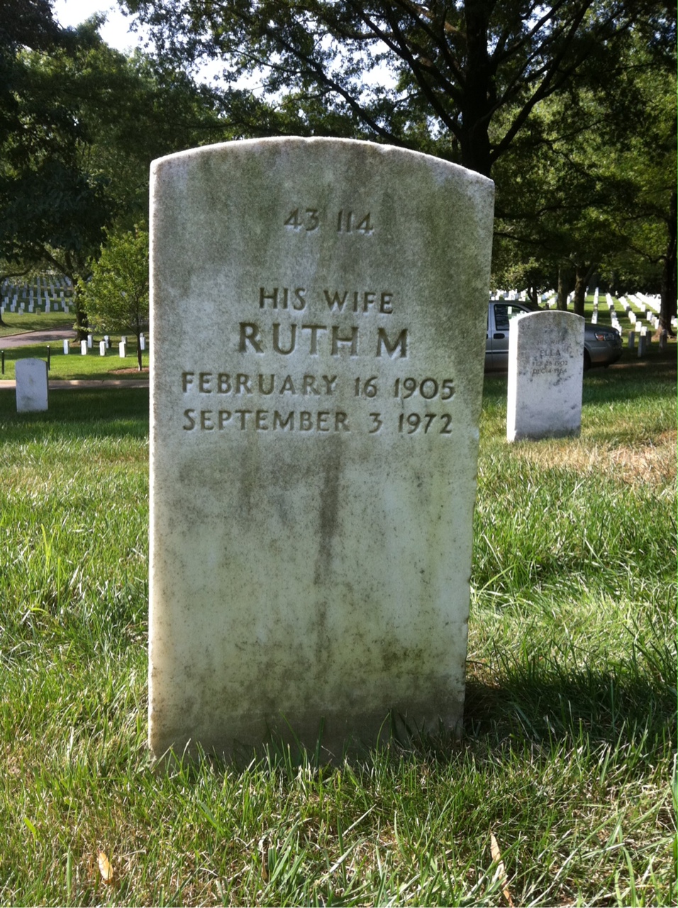 Back of headstone — Ruth Critz