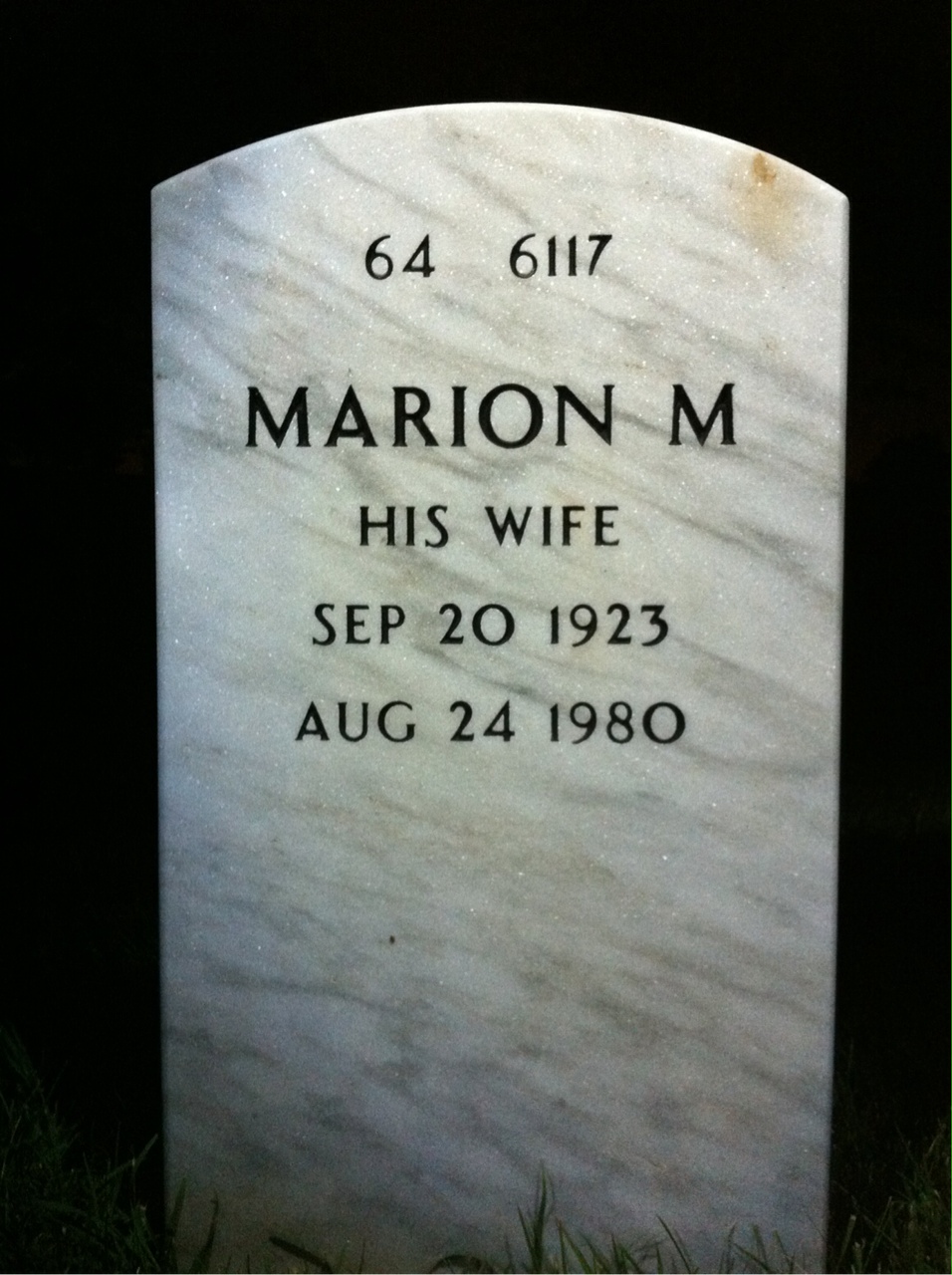 Back of headstone — Howard Branscom