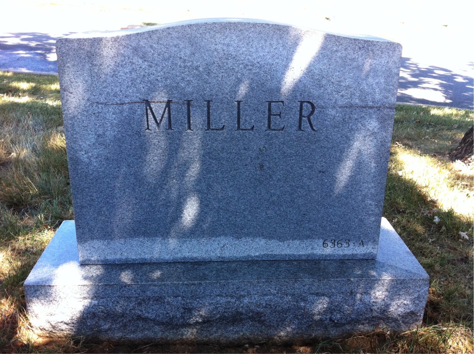 Back of headstone — Richard Miller