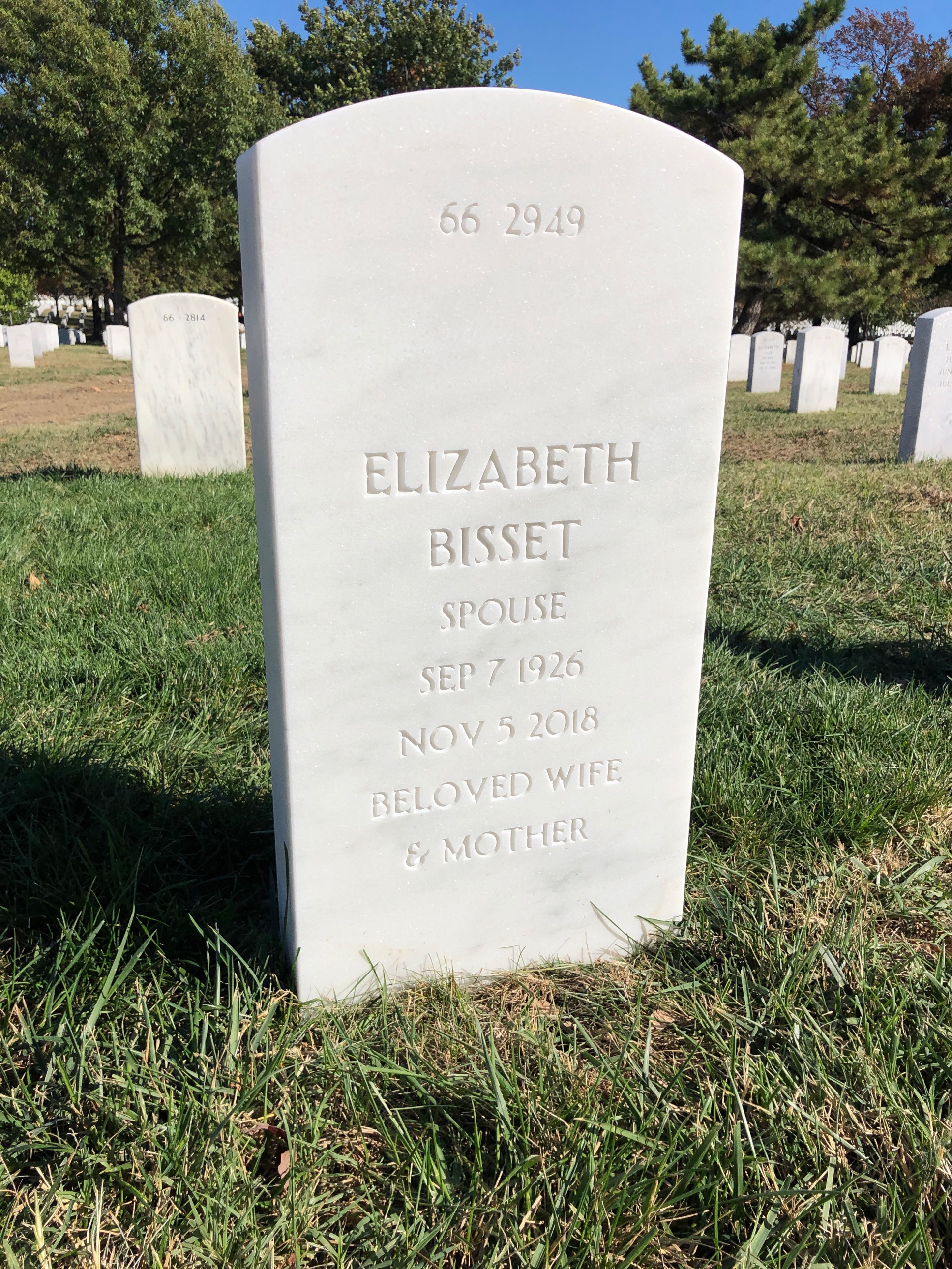 Back of headstone — Lawrence Simmelink
