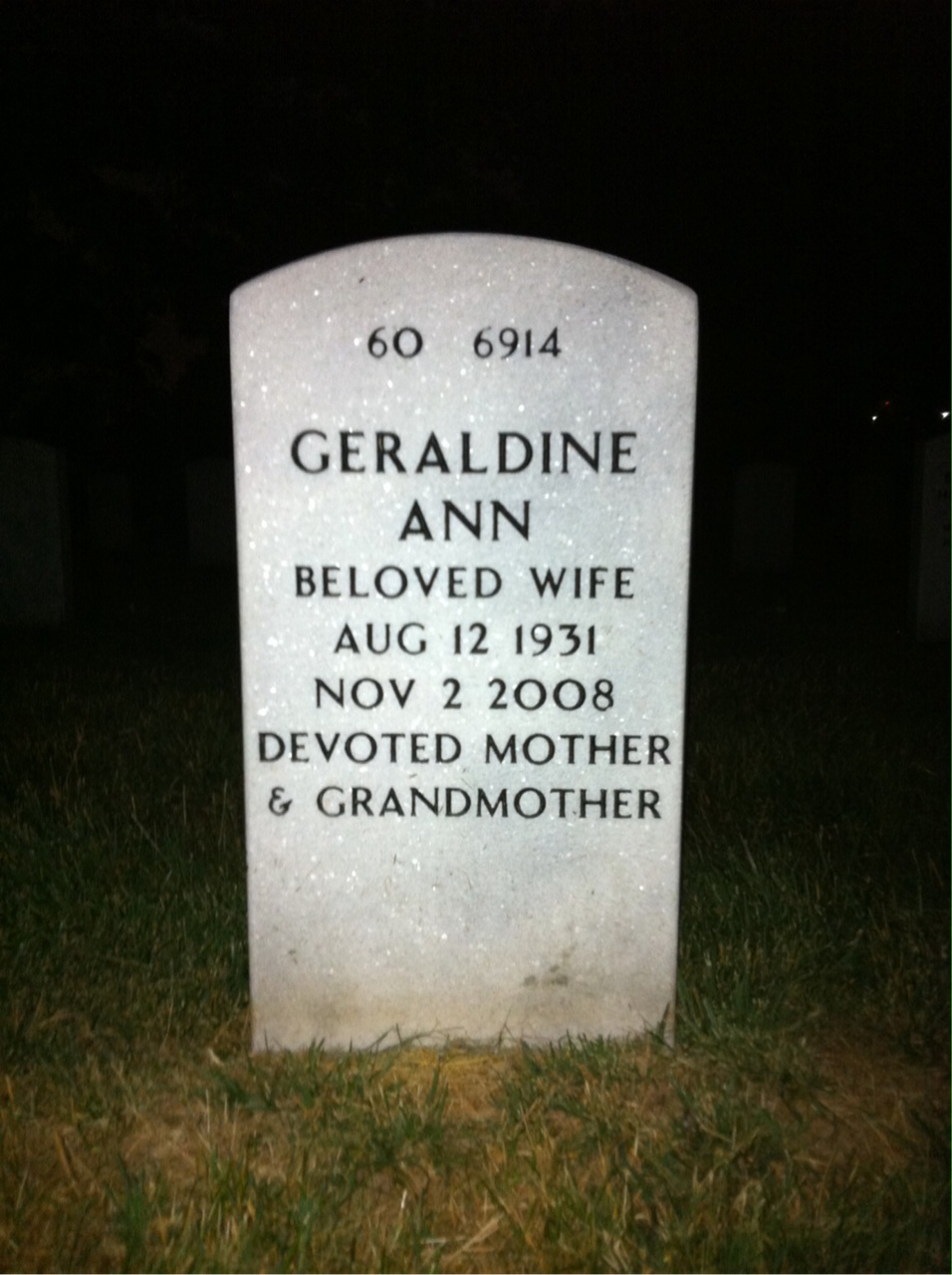 Back of headstone — Elmer Prudot