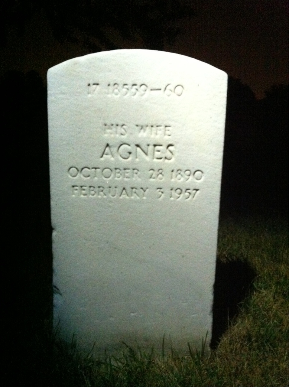 Back of headstone — Agnes Hoffmaster