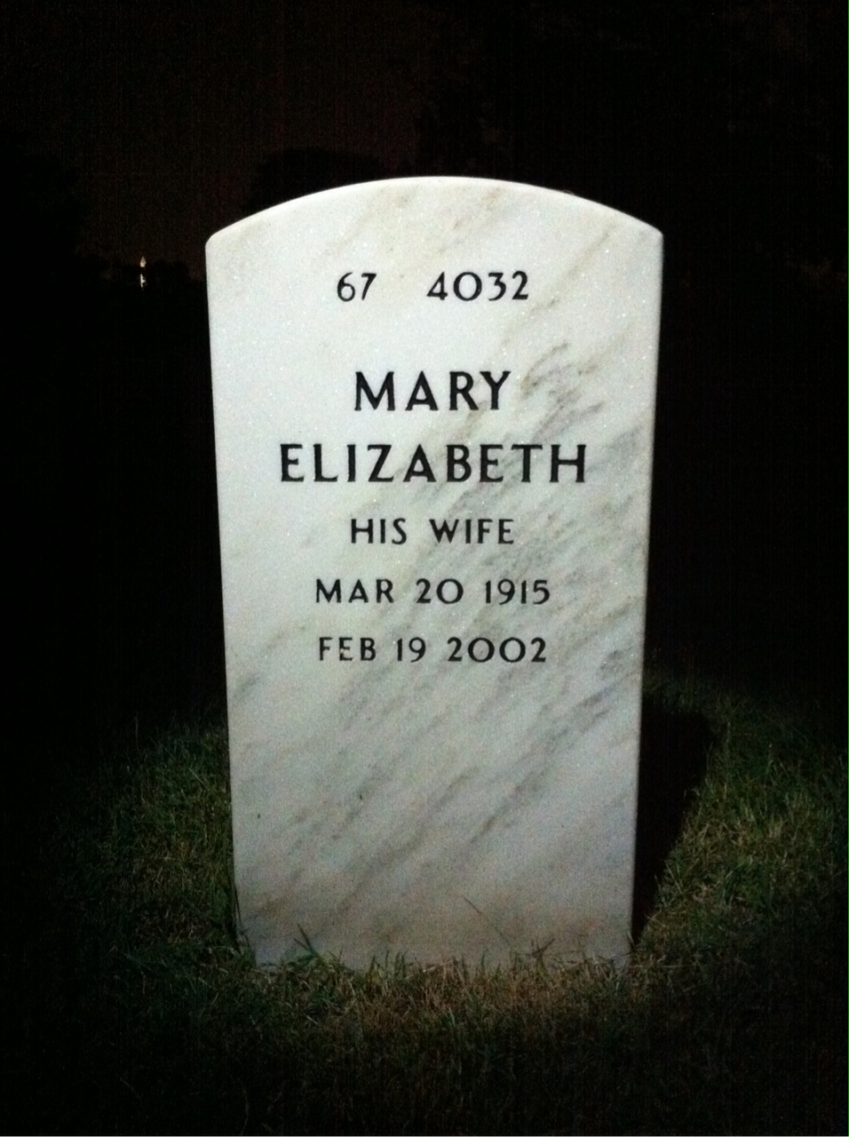 Back of headstone — Walter Tardy