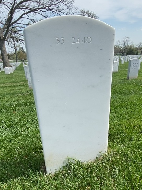 Back of headstone — John Albring