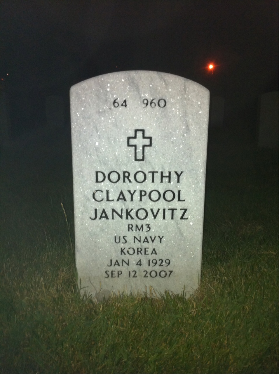 Back of headstone — Dorothy Jankovitz
